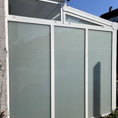 Terrassenüberdachung Festverglasung milchig