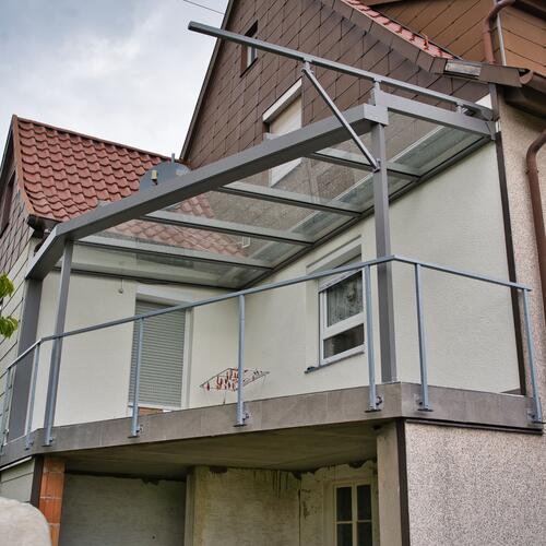 Glasdach mit Gehrung