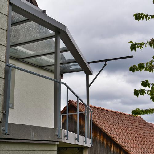 Glasdach mit Gehrung